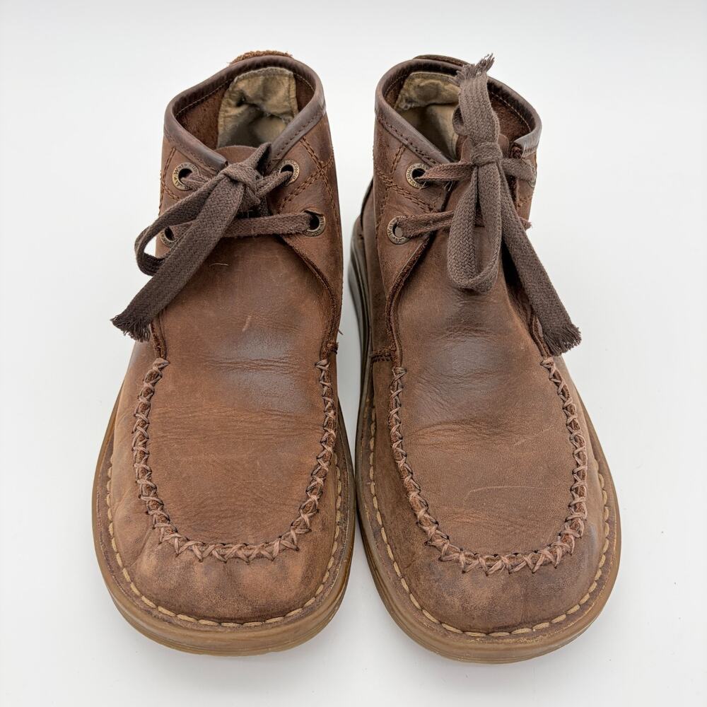 Chukka Boots DR MARTENS Aiken Brown Leather Mens 8 Moc Toe Distressed Casual